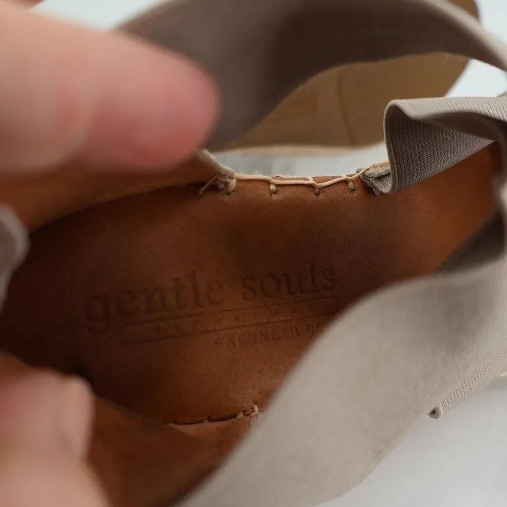 Gentle Souls Women's Colleen Sandal 11 Espadrille Wedge Cross Strap Beige Suede